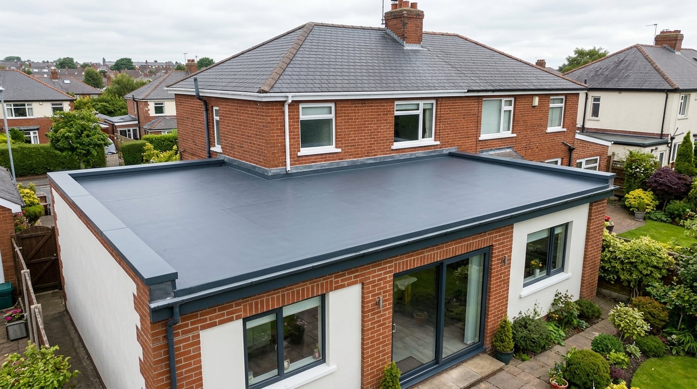 Modern flat roof on a Belfast home extension